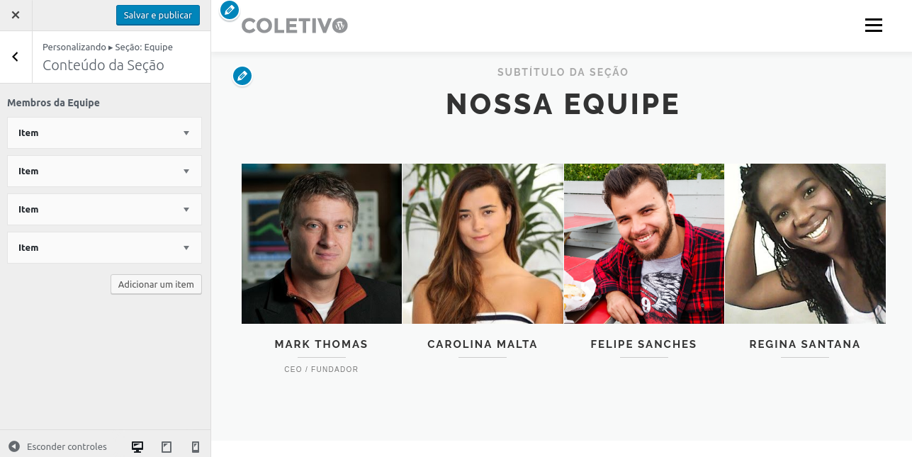 Seção: Equipe